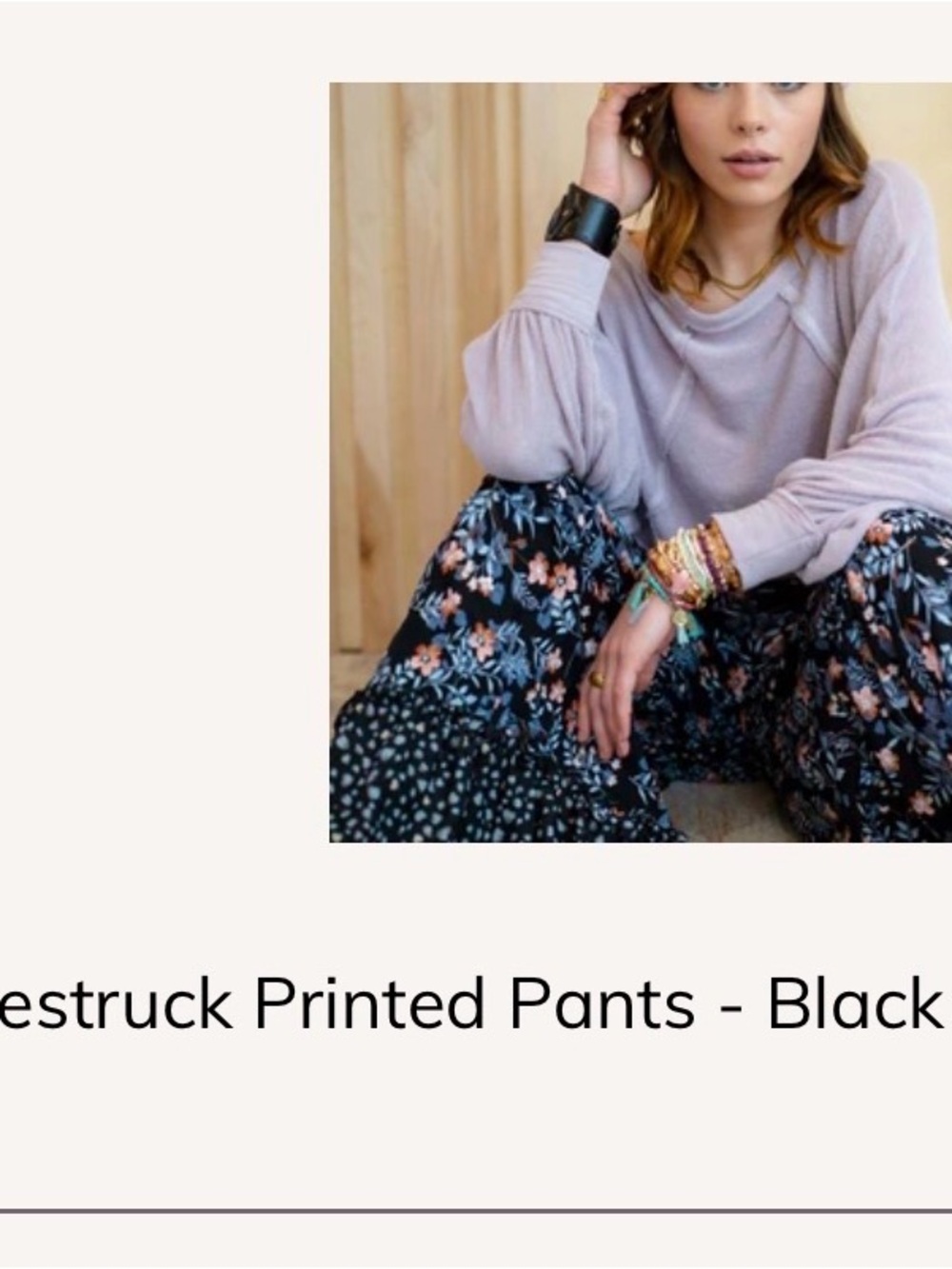 Three Bird Nest Black Floral Wide-Leg Pants